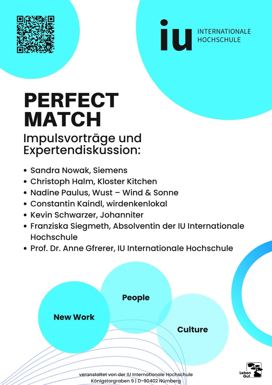Rückseite der Einladung mit dem Programm Perfect Match und der Rednerliste